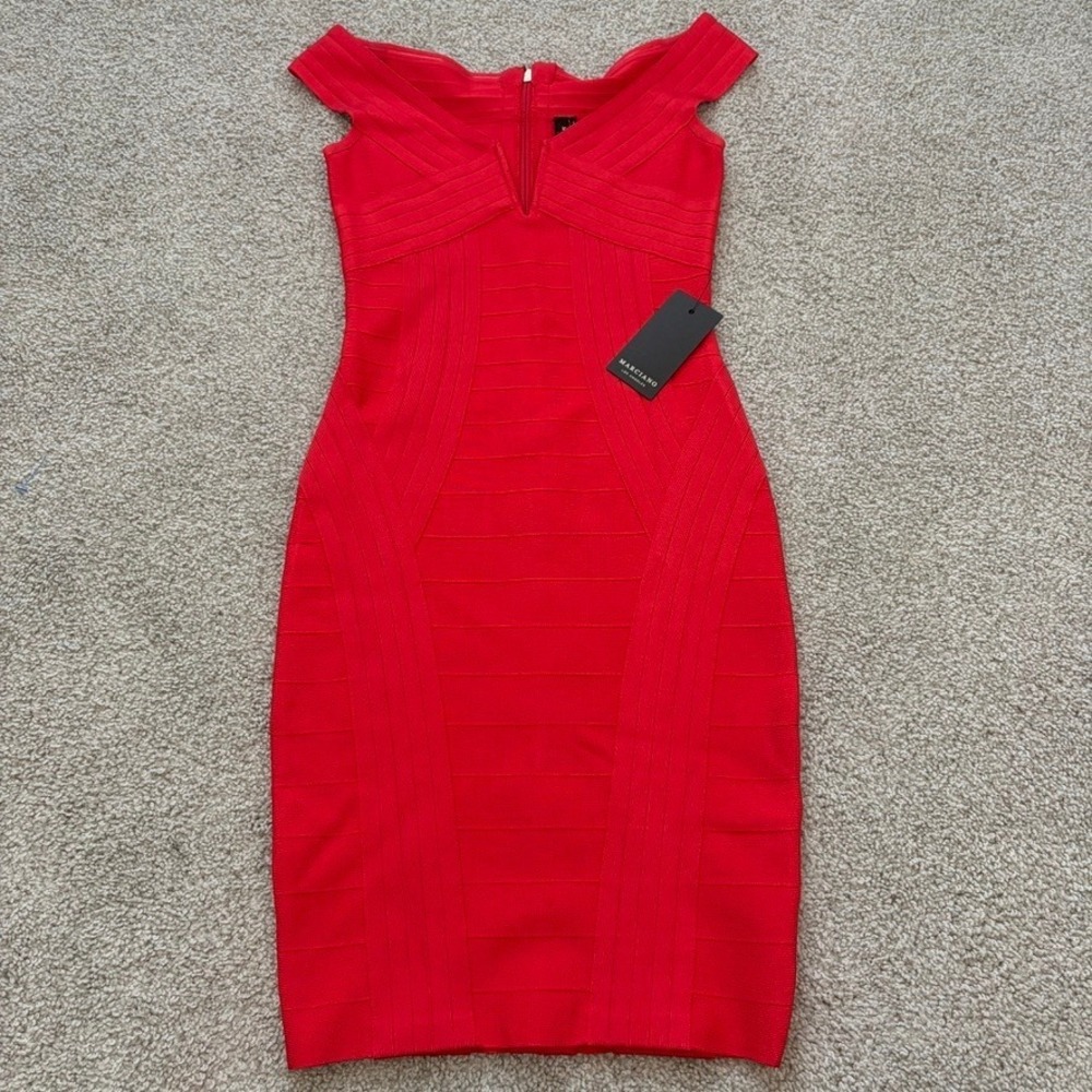 Marciano Kandice Bandage Dress Womens XS Red Bodycon Party Going Out Clubbing
